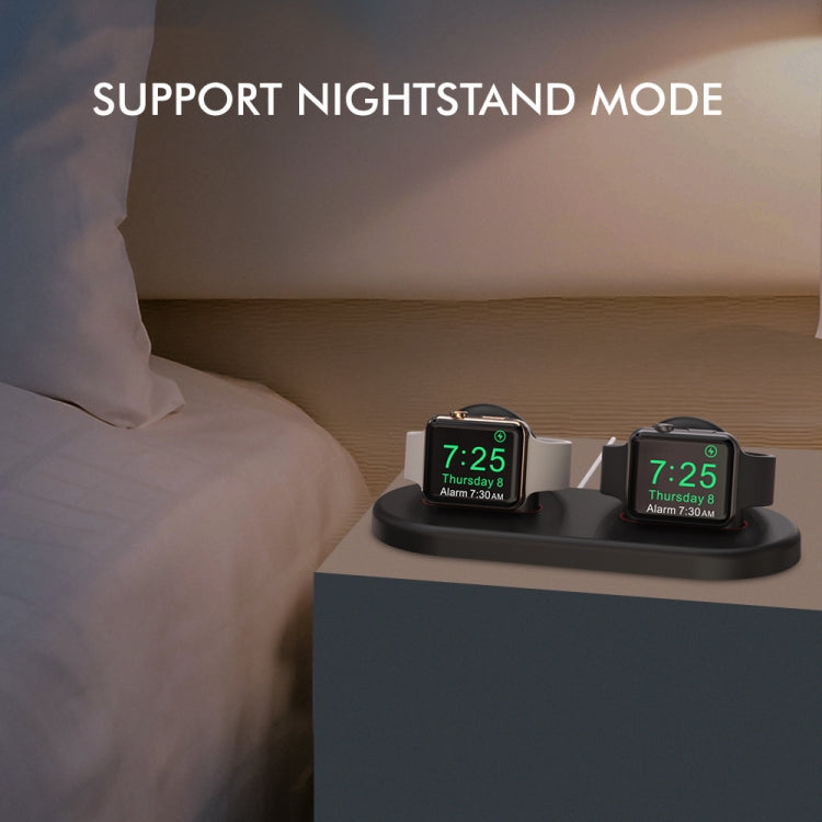 For Apple Watch / Earphone AhaStyle PT116 Universal Plastic Stand Dual Charging Storage Base(White) - free shipping - PMC TechLife - Order now!