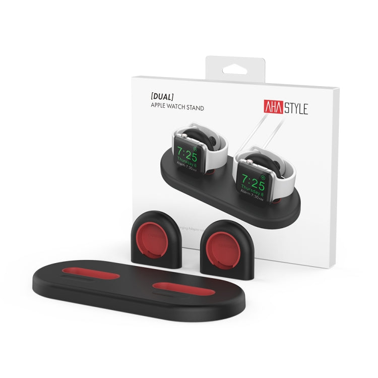 For Apple Watch / Earphone AhaStyle PT116 Universal Plastic Stand Dual Charging Storage Base(Black) - Charger / Holder by AhaStyle | Online Shopping South Africa | PMC TechLife | Buy Now Pay Later Mobicred