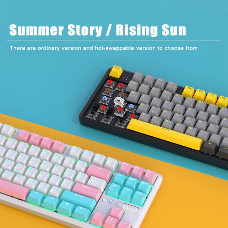 Ajazz K870T Pro 87 Keys Three Mode Wireless/Bluetooth/Wired Pluggable RGB Mechanical Keyboard Tea Shaft (White) - free shipping - PMC Jewellery - Order now!