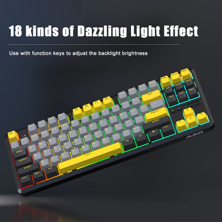 Ajazz K870T Pro 87 Keys Three Mode Wireless/Bluetooth/Wired Pluggable RGB Mechanical Keyboard Tea Shaft (White) - free shipping - PMC Jewellery - Order now!