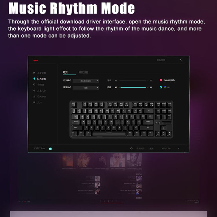 Ajazz K870T Pro 87 Keys Three Mode Wireless/Bluetooth/Wired Pluggable RGB Mechanical Keyboard Green Shaft (Black) - free shipping - PMC Jewellery - Order now!