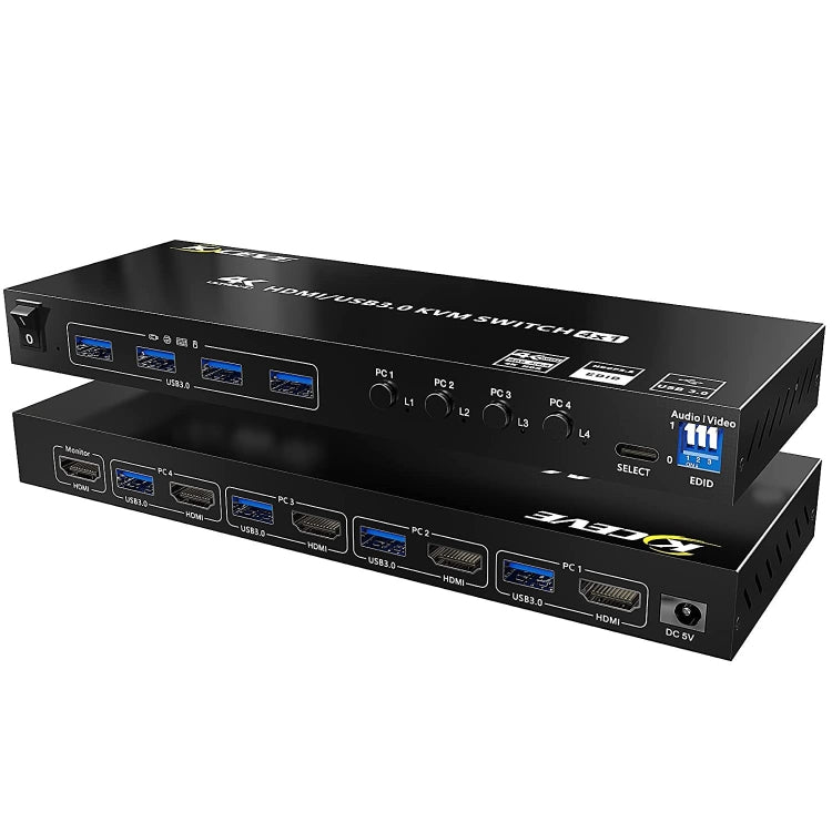 KVM401A 4 Ports USB 3.0 Shared Device HDMI KVM Switch HUB Shared Converter(Black) - Switch by PMC Jewellery | Online Shopping South Africa | PMC Jewellery | Buy Now Pay Later Mobicred