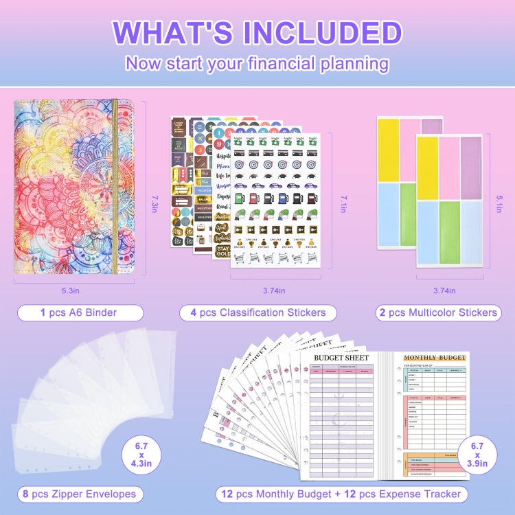 A6 Mandala Binder Financial Plan Notebook PU Leather Cash Budget Book(Sunshine Yellow) - Notebooks by PMc TechLife | Online Shopping South Africa | PMc TechLife | Buy Now Pay Later Mobicred