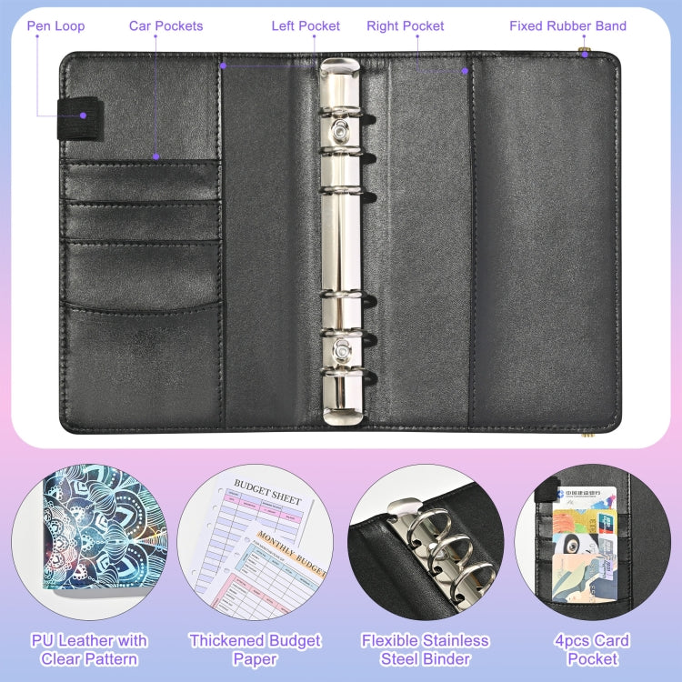 A6 Mandala Binder Financial Plan Notebook PU Leather Cash Budget Book(Sunshine Yellow) - Notebooks by PMc TechLife | Online Shopping South Africa | PMc TechLife | Buy Now Pay Later Mobicred