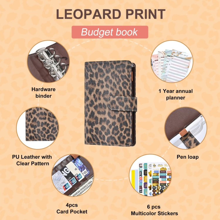 A6 Leopard Print Cash Budget Notebook  Loose Leaf Financial Management Notepad(Deep Brown) - free shipping - PMc TechLife - Order now!