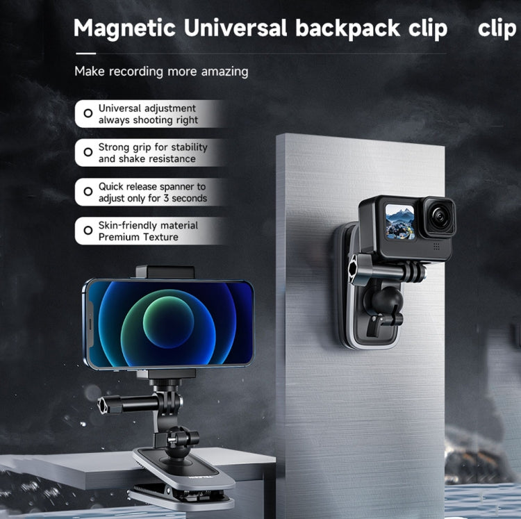 TELESIN 360 Degree Rotation Magnetic Backpack Clip Clamp Mount For Action Camera - Backpack Clip by TELESIN | Online Shopping South Africa | PMC TechLife | Buy Now Pay Later Mobicred