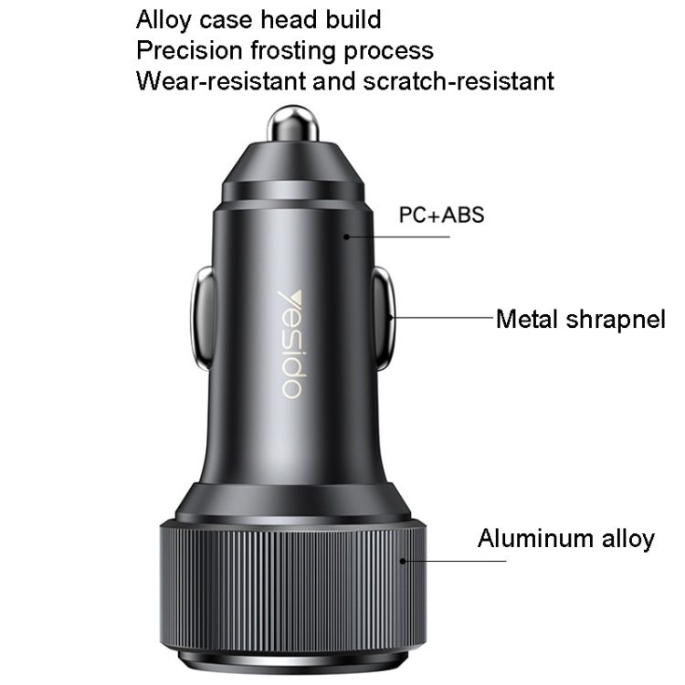 Yesido Y50 Car USB3.0 Fast Charger 30W Aluminum Alloy PD Fast Charging(Black) - Car Charger by Yesido | Online Shopping South Africa | PMC TechLife | Buy Now Pay Later Mobicred