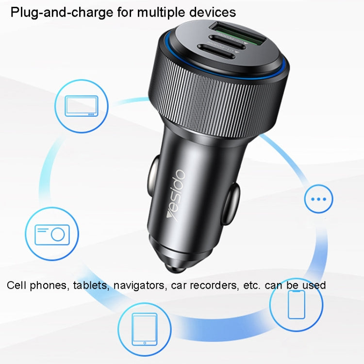 Yesido Y50 Car USB3.0 Fast Charger 30W Aluminum Alloy PD Fast Charging(Black) - Car Charger by Yesido | Online Shopping South Africa | PMC TechLife | Buy Now Pay Later Mobicred