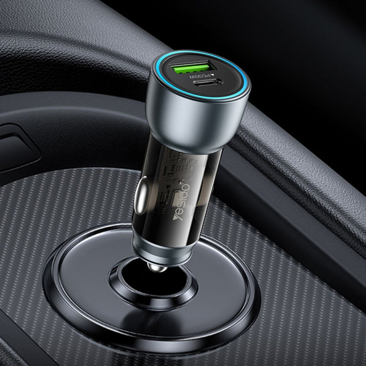 Yesido Y49 Car USB3.0 Fast Charger 30W Translucent PD Fast Charging(Black) - free shipping - PMC TechLife - Order now!