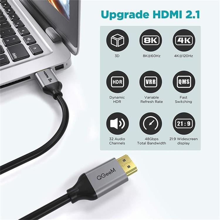 QGeeM QG-AV17 HDMI To HDMI Connection Cable Support 8K&60Hz 1m Length - Cable by QGeeM | Online Shopping South Africa | PMC TechLife | Buy Now Pay Later Mobicred