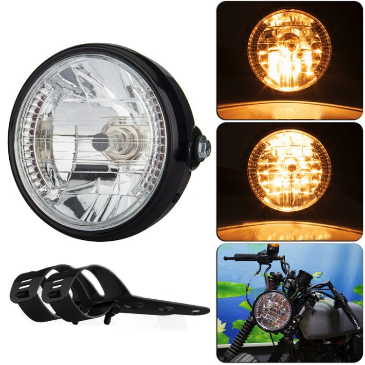 Motorcycle 7 Inch LED Headlamp Angel Ring Steering Function With Bracket(Shock Absorber Diameter 28-36mm) - Headlights by PMC TechLife | Online Shopping South Africa | PMC TechLife | Buy Now Pay Later Mobicred