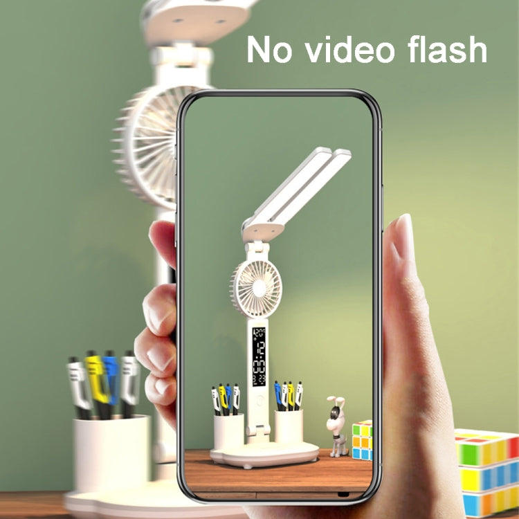 Rechargeable  3200mAh Double Head Lighting LED Fan Desk Lamp with Pen Holder & Clock - free shipping - PMC TechLife - Order now!