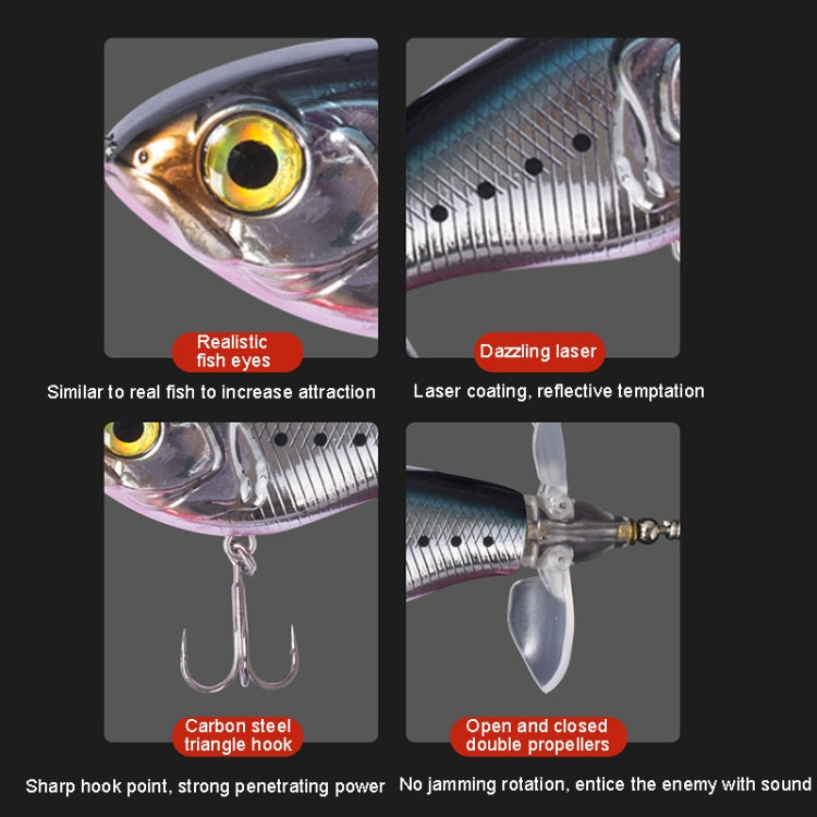 DF065 9g Double Paddle Tractor Surface Tether Roadrunner Fake Lure Long-distance Casting Lure(Silver Black Back) - Fishing Lures by PMC TechLife | Online Shopping South Africa | PMC TechLife | Buy Now Pay Later Mobicred