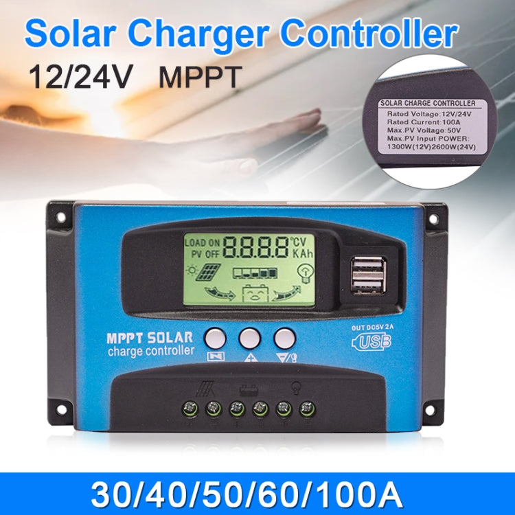 YCX-003 30-100A Solar Charging Controller with LED Screen & Dual USB Port Smart MPPT Charger, Model: 12/24V 100A - Others by PMC TechLife | Online Shopping South Africa | PMC TechLife