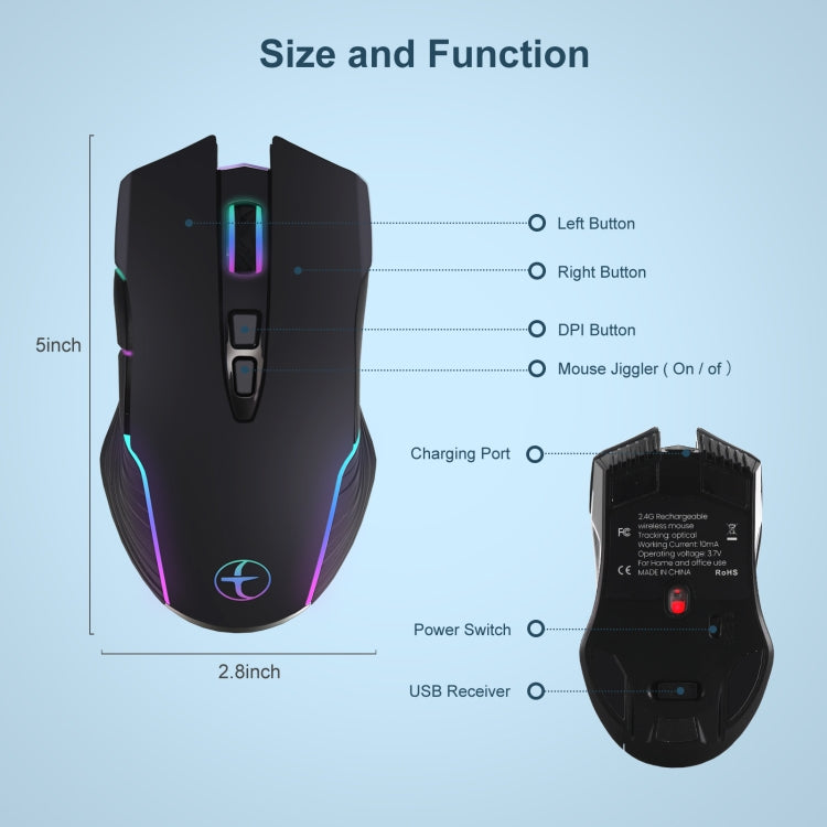 E50 2.4G Wireless Mouse Jiggler Portable Cordless Mouse With 7 Keys(Black) - Wireless Mice by PMC TechLife | Online Shopping South Africa | PMC TechLife