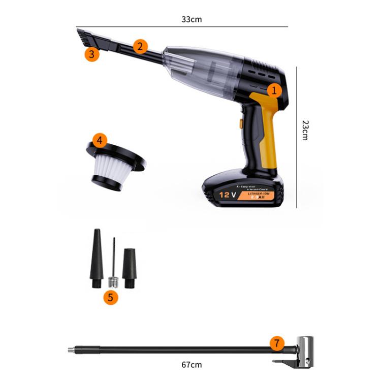 SUITU ST-6637  Wireless+Toolbox 5 In 1 60W  Double Motor Car Vacuum Cleaner With Blowing Air Pump Pressure Measuring Lighting Function - free shipping - PMC TechLife - Order now!