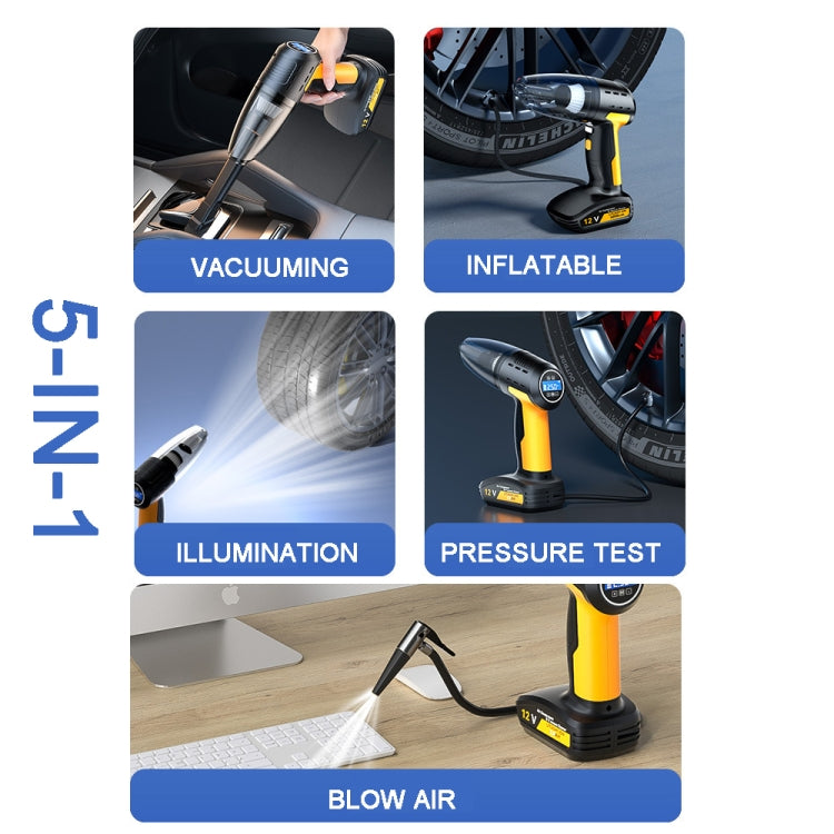 SUITU ST-6637 Wired 5 In 1 60W  Double Motor Car Vacuum Cleaner With Blowing Air Pump Pressure Measuring Lighting Function - free shipping - PMC TechLife - Order now!