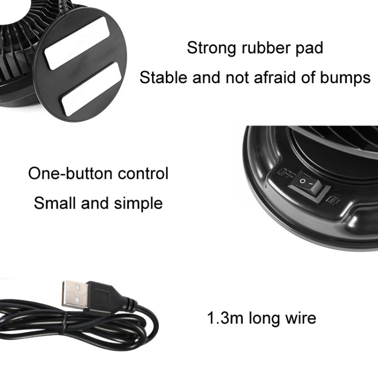 F612 5W Car Rotatable Turntable Silent Fan(USB) - Heating & Fans by PMC TechLife | Online Shopping South Africa | PMC TechLife | Buy Now Pay Later Mobicred