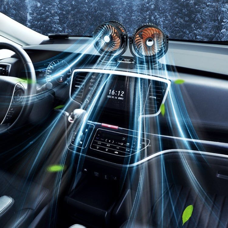 F621 Car Rotatable Turntable Silent Car Double Head Fan, Model: USB - Heating & Fans by PMC TechLife | Online Shopping South Africa | PMC TechLife | Buy Now Pay Later Mobicred