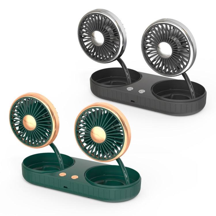 F304 Double-head Hose Built-in Lithium Battery USB Car Fan, Color: Green Gold - Heating & Fans by PMC TechLife | Online Shopping South Africa | PMC TechLife | Buy Now Pay Later Mobicred