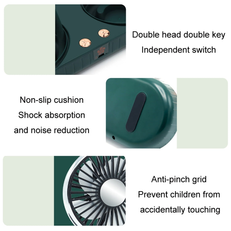 F304 Double-head Hose Built-in Lithium Battery USB Car Fan, Color: Green Gold - Heating & Fans by PMC TechLife | Online Shopping South Africa | PMC TechLife | Buy Now Pay Later Mobicred