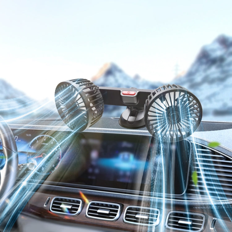 F4206 Suction Cup Double Head Car USB Fan(Black) - Heating & Fans by PMC TechLife | Online Shopping South Africa | PMC TechLife | Buy Now Pay Later Mobicred