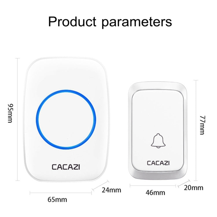 CACAZI A06-DC 1 to 2 Battery Smart Home Wireless Waterproof Doorbell(White) - Wireless Doorbell by CACAZI | Online Shopping South Africa | PMC TechLife | Buy Now Pay Later Mobicred