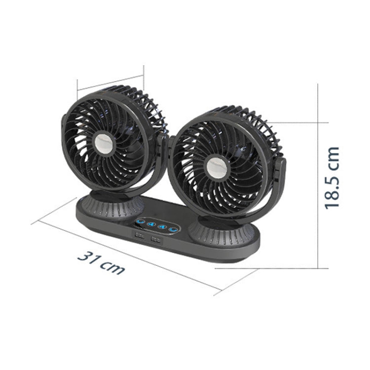 F623U 12V/24V Vehicle Electric Oscillating Head Rotatable Double Head Fan (Deluxe) - free shipping - PMC TechLife - Order now!