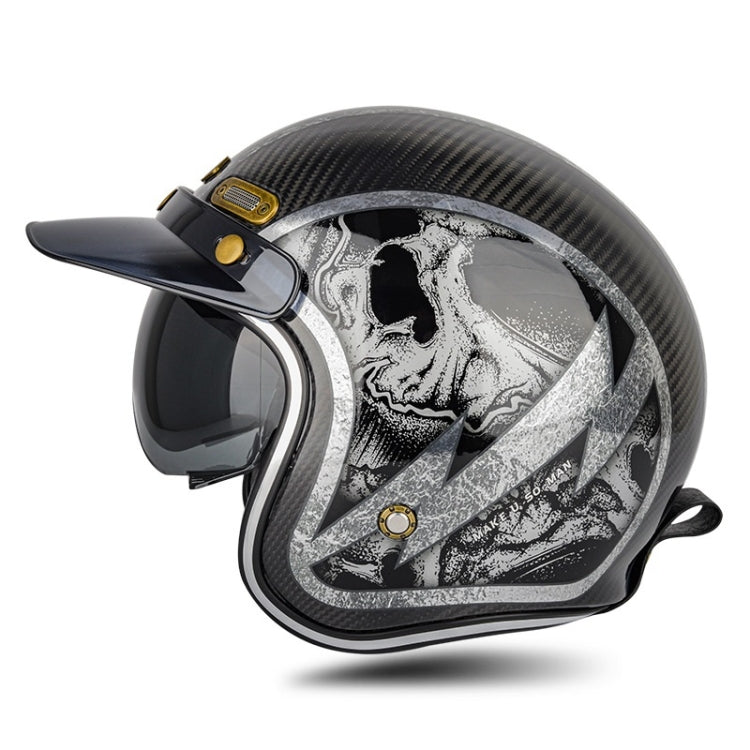SOMAN Motorcycle Four Seasons Carbon Fiber Half Helmet, Color: Carbon Fiber Silver Lightning(M) - free shipping - PMC TechLife - Order now!
