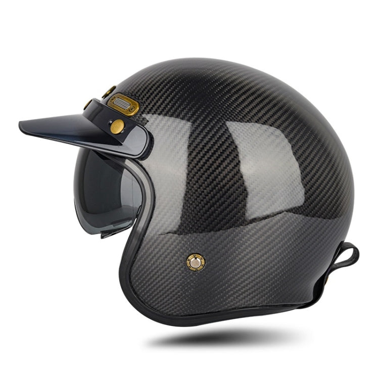 SOMAN Motorcycle Four Seasons Carbon Fiber Half Helmet, Color: Bright Carbon Fiber(XL) - free shipping - PMC TechLife - Order now!