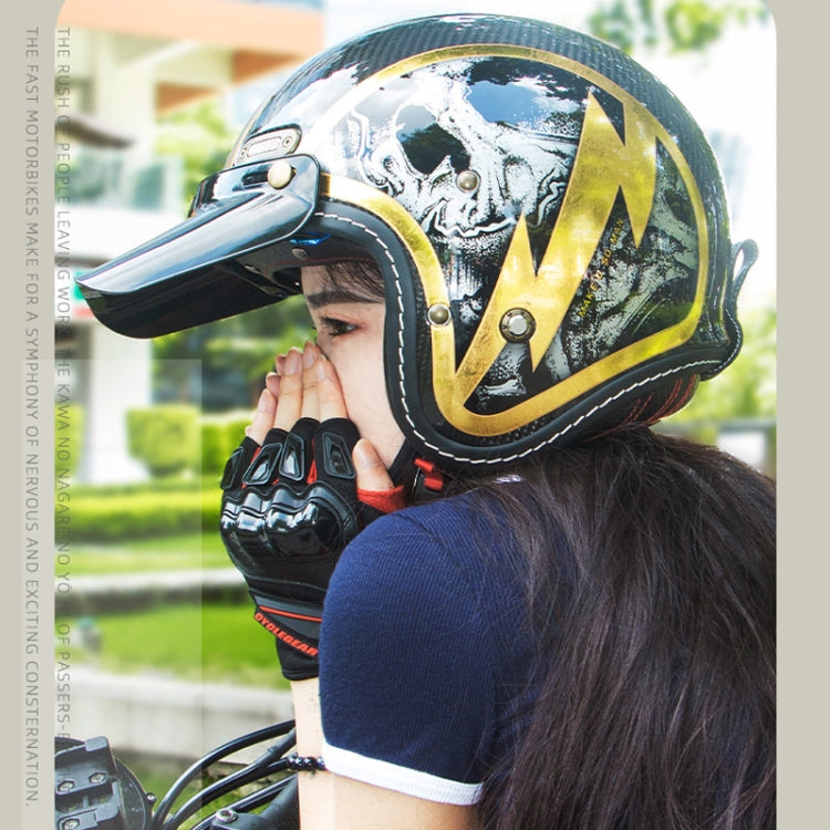 SOMAN Motorcycle Four Seasons Carbon Fiber Half Helmet, Color: Carbon Fiber Silver Lightning(XL) - free shipping - PMC TechLife - Order now!