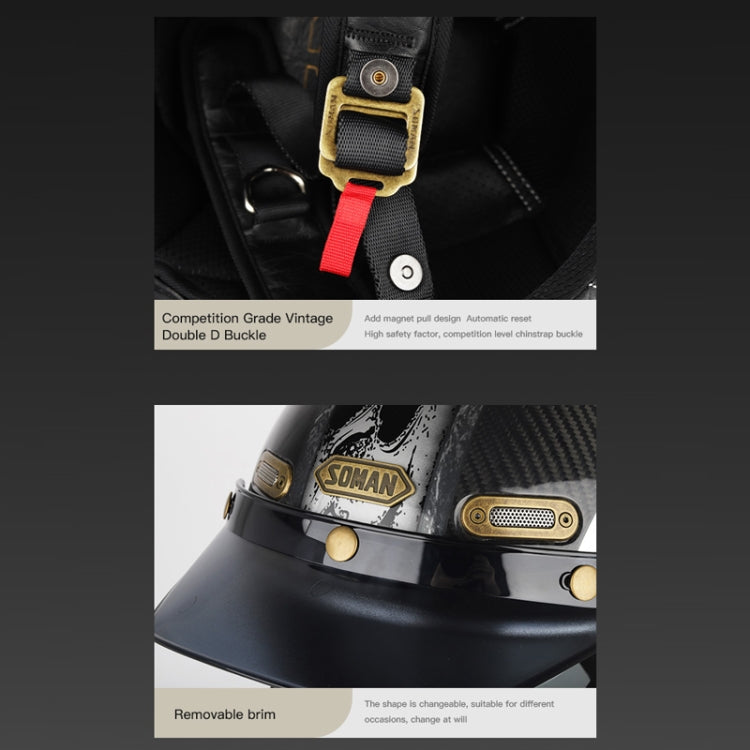 SOMAN Motorcycle Four Seasons Carbon Fiber Half Helmet, Color: Carbon Fiber Gold Lightning(M) - free shipping - PMC TechLife - Order now!