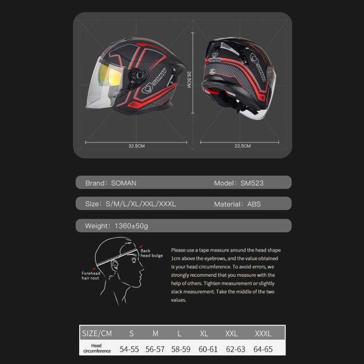 SOMAN Motorcycle Electric Bicycle Dual Lens Riding Helmet, Size: M(Black Red) - free shipping - PMC TechLife - Order now!