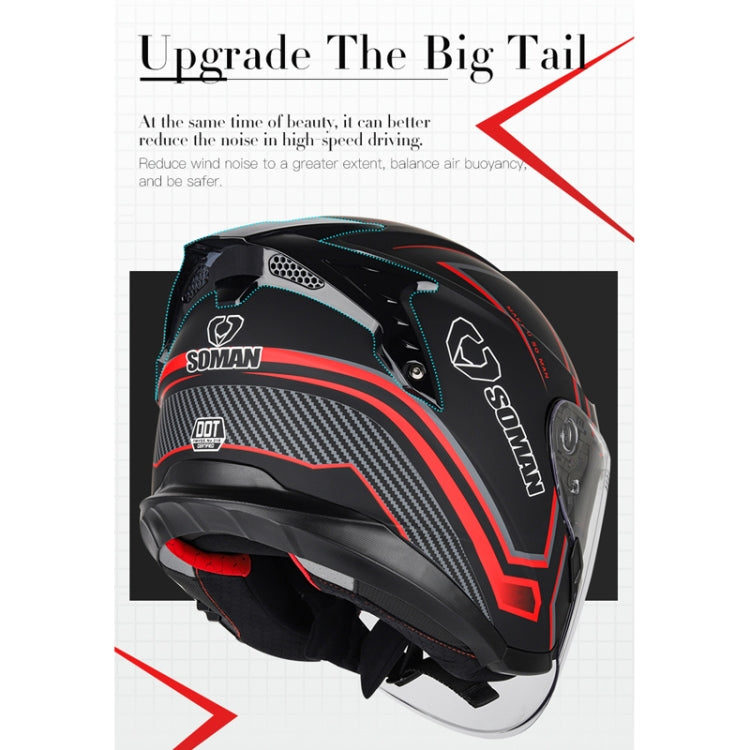 SOMAN Motorcycle Electric Bicycle Dual Lens Riding Helmet, Size: XXL(Black Red) - free shipping - PMC TechLife - Order now!