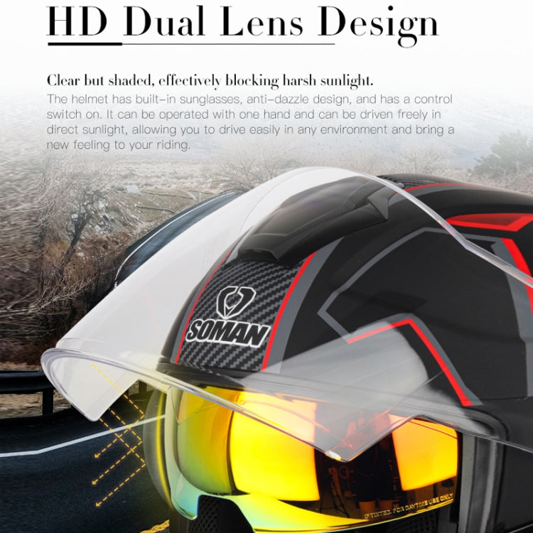 SOMAN Motorcycle Electric Bicycle Dual Lens Riding Helmet, Size: S(Black Red) - free shipping - PMC TechLife - Order now!