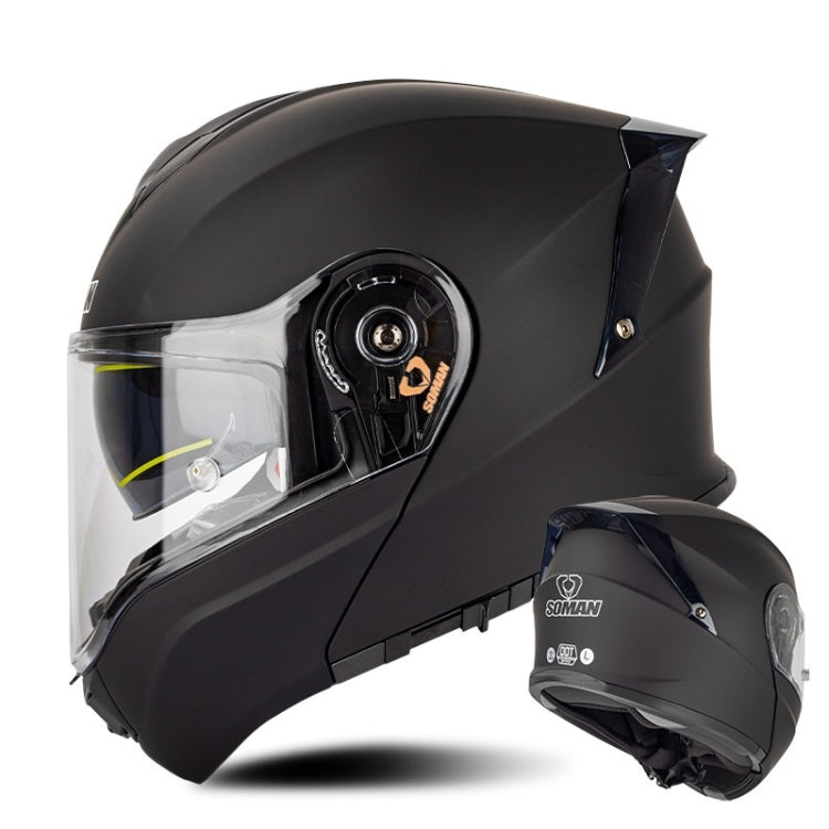 SOMAN Racing Motorcycle Double Lens Riding Safety Helmet, Size: XXL(Matt Black) - free shipping - PMC TechLife - Order now!