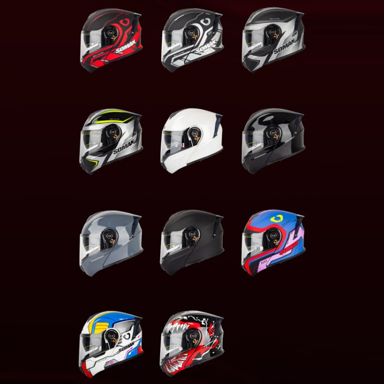 SOMAN Racing Motorcycle Double Lens Riding Safety Helmet, Size: XL(Pearl White) - free shipping - PMC TechLife - Order now!