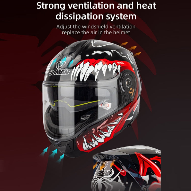 SOMAN Racing Motorcycle Double Lens Riding Safety Helmet, Size: XXL(Bright Black) - Helmets by SOMAN | Online Shopping South Africa | PMC TechLife | Buy Now Pay Later Mobicred