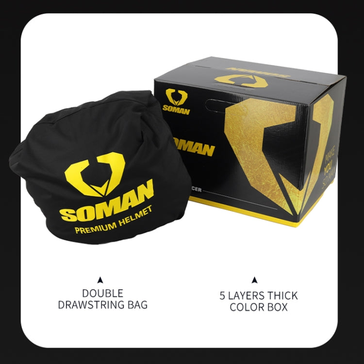 SOMAN Motorcycle Dual Lens Riding Peel-Off Full Coverage Helmet, Size: S(Bright Black) - free shipping - PMC TechLife - Order now!