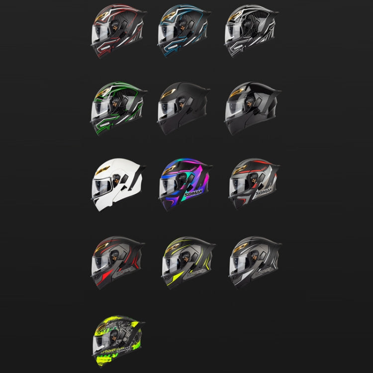 SOMAN Motorcycle Dual Lens Riding Peel-Off Full Coverage Helmet, Size: S(Matt Black Red) - Helmets by SOMAN | Online Shopping South Africa | PMC TechLife | Buy Now Pay Later Mobicred