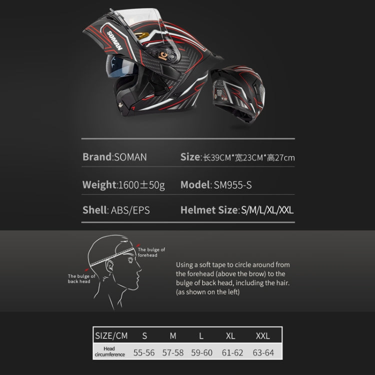 SOMAN Motorcycle Dual Lens Riding Peel-Off Full Coverage Helmet, Size: L(Black Gray Track) - free shipping - PMC TechLife - Order now!