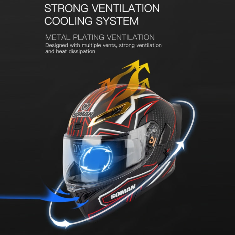 SOMAN Motorcycle Dual Lens Riding Peel-Off Full Coverage Helmet, Size: L(Bright Black) - free shipping - PMC TechLife - Order now!