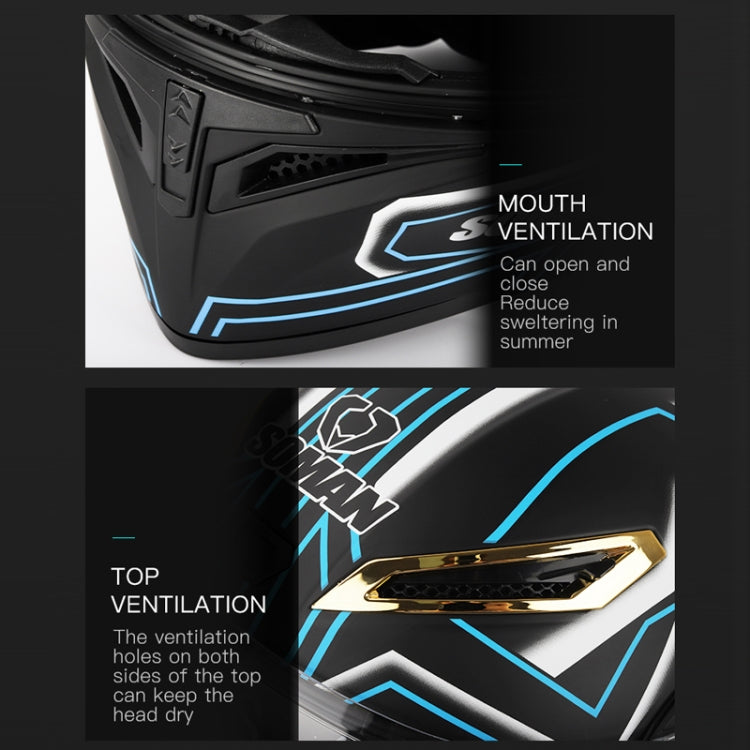 SOMAN Motorcycle Dual Lens Riding Peel-Off Full Coverage Helmet, Size: M(Black Fluorescent Yellow Spark) - free shipping - PMC TechLife - Order now!