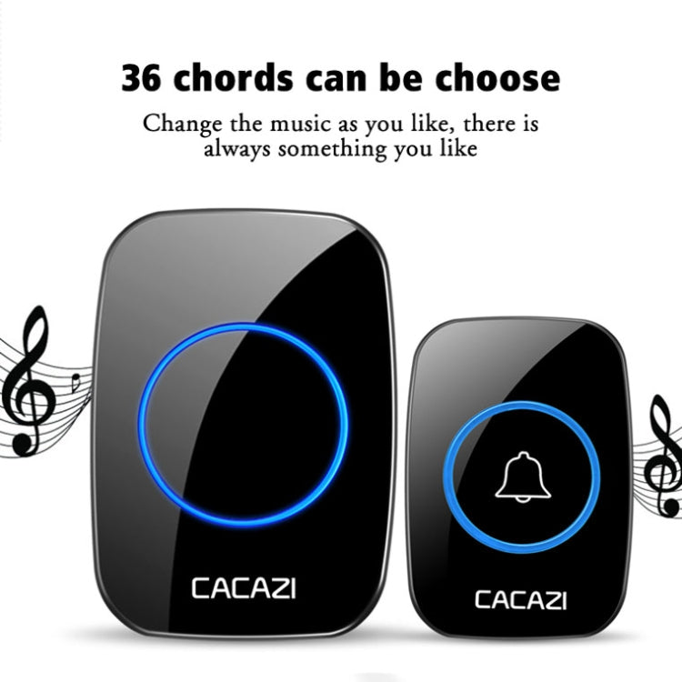 CACAZI A10DC 1 To 2 Battery Type Home Smart Waterproof Electronic Wireless Doorbell(Black) - Wireless Doorbell by CACAZI | Online Shopping South Africa | PMC TechLife | Buy Now Pay Later Mobicred