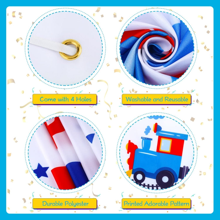 210x150cm Train Cartoon Children Birthday Background Cloth Faber Decoration - Birthday Party by PMC TechLife | Online Shopping South Africa | PMC TechLife