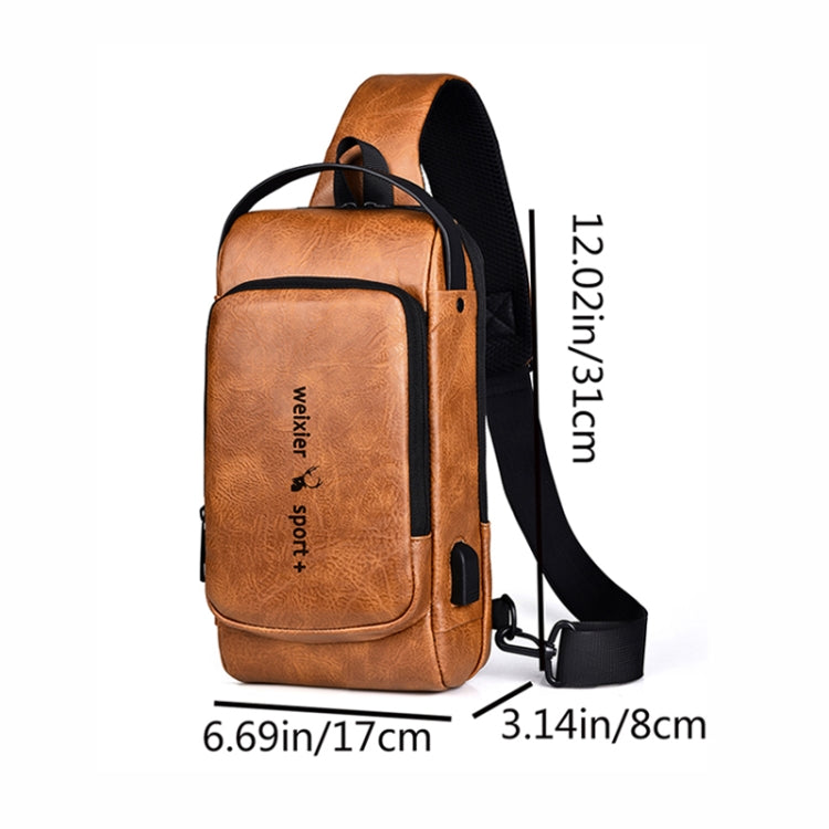 WEIXIER X318 Single Shoulder Crossbody Male Waterproof Anti-Theft Small Backpack(Light Brown) - free shipping - PMC TechLife - Order now!