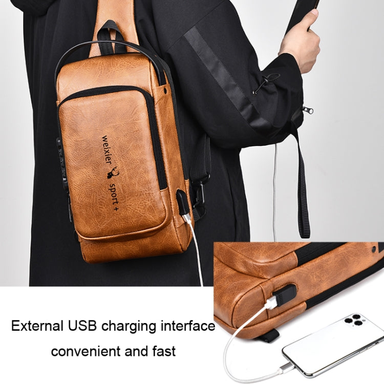 WEIXIER X318 Single Shoulder Crossbody Male Waterproof Anti-Theft Small Backpack(Light Brown) - free shipping - PMC TechLife - Order now!