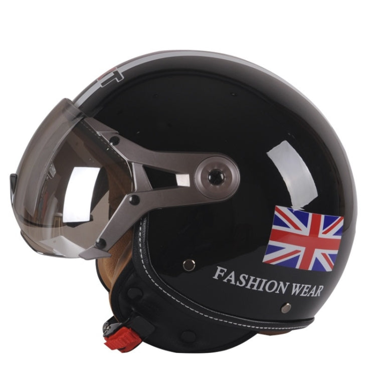 GXT Electric Vehicle Half Cover Helmet Four Seasons Retro Helmet, Size: XL(Bright Black Flower) - free shipping - PMC TechLife - Order now!