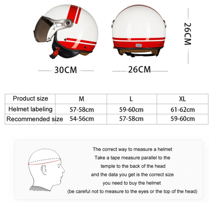 GXT Electric Vehicle Half Cover Helmet Four Seasons Retro Helmet, Size: XL(Painted White Red Stripes) - free shipping - PMC TechLife - Order now!