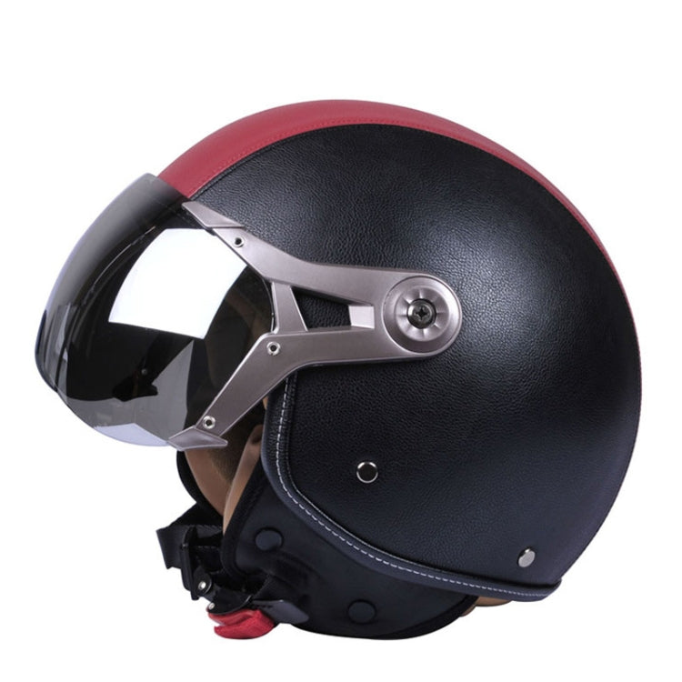GXT Electric Vehicle Half Cover Four Seasons Retro Helmet, Size: M(Black Red) - free shipping - PMC TechLife - Order now!